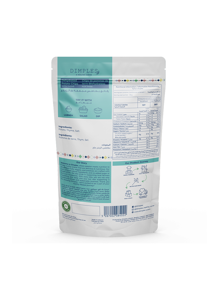 Dimples Natural Dehydrated Potato Chips With Thyme
